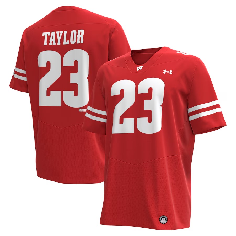Men's Under Armour Jonathan Taylor Red Wisconsin Badgers Replica Alumni Football Jersey - Jersey