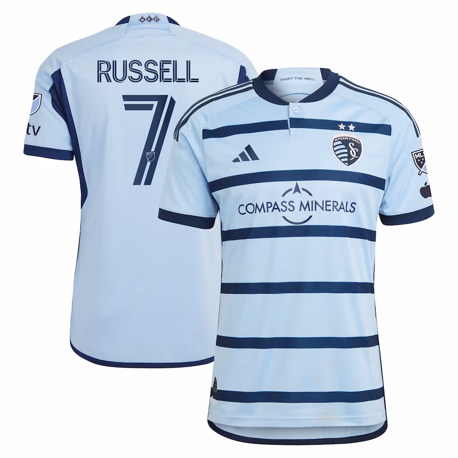 Men's Sporting Kansas City Johnny Russell adidas Light Blue 2023 Hoops 4.0 Authentic Player Jersey - Jersey