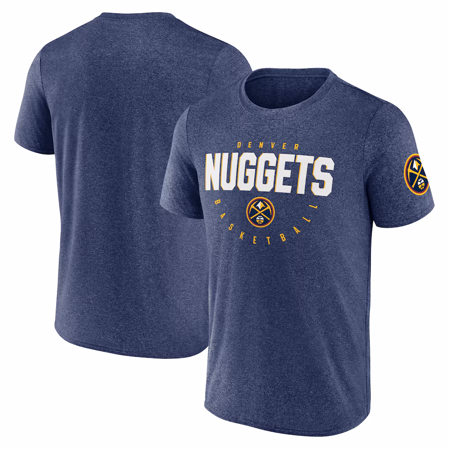 Men's Denver Nuggets Heather Navy Block Practice Performance T-Shirt - Jersey