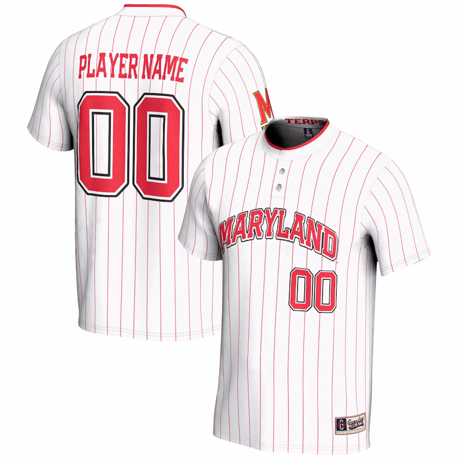 Maryland Terrapins GameDay Greats Youth NIL Pick-A-Player Lightweight Softball Jersey - White - Jersey