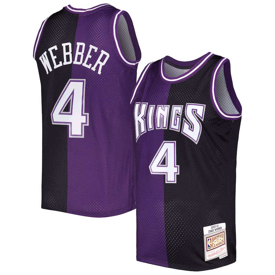 Men's Sacramento Kings Chris Webber Mitchell & Ness Purple/Black Hardwood Classics 2000/01 Split Swingman Jersey - Jersey