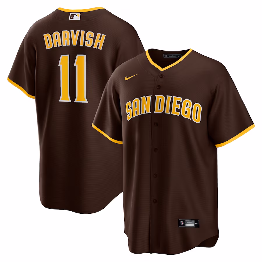 Men's San Diego Padres Yu Darvish Nike Brown Alternate Replica Player Jersey - Jersey