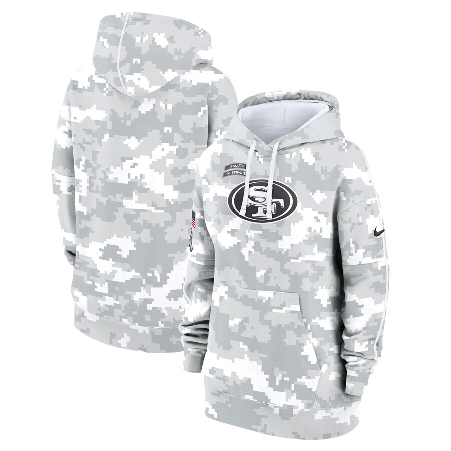 Women's San Francisco 49ers Nike Arctic Camo 2024 Salute To Service Club Fleece Pullover Hoodie - Jersey