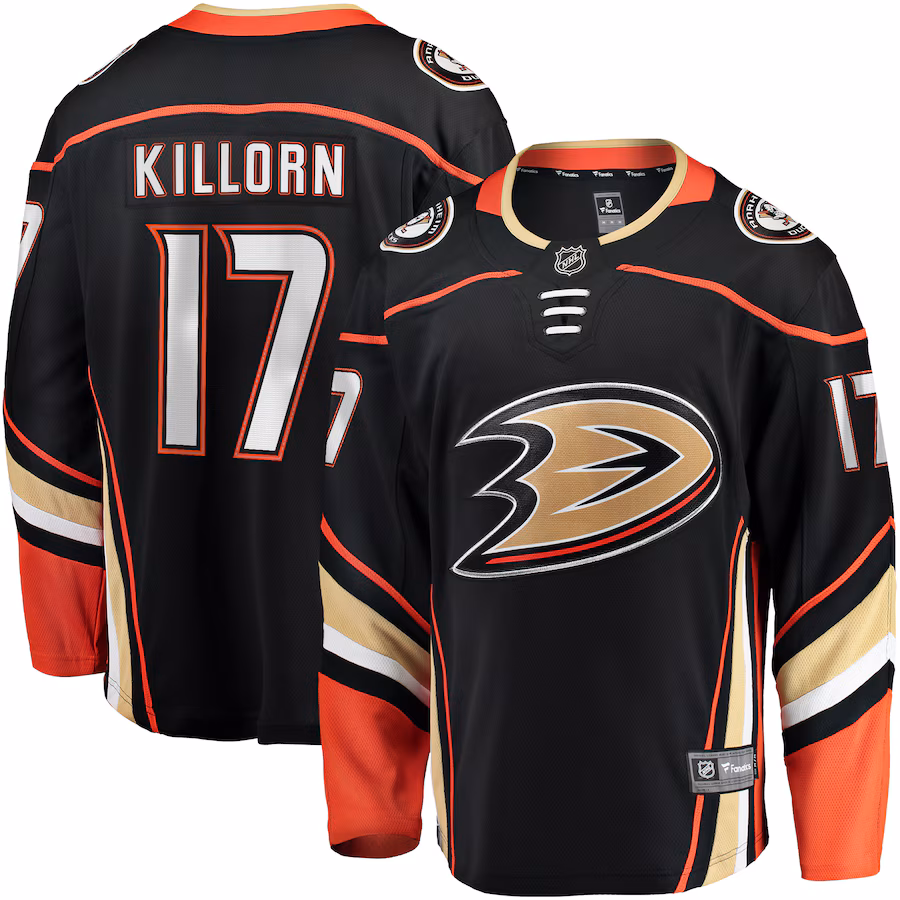 Men's Anaheim Ducks Alex Killorn Fanatics Black Home Breakaway Jersey - Jersey