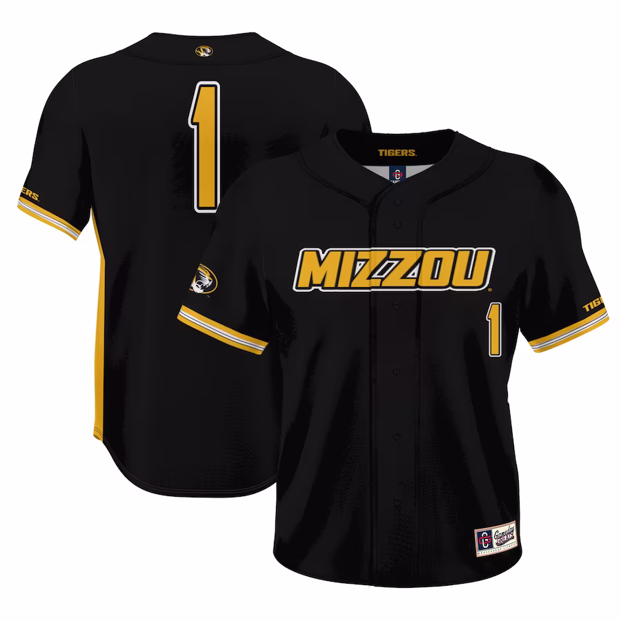#1 Missouri Tigers GameDay Greats Lightweight Baseball Jersey - Black - Jersey