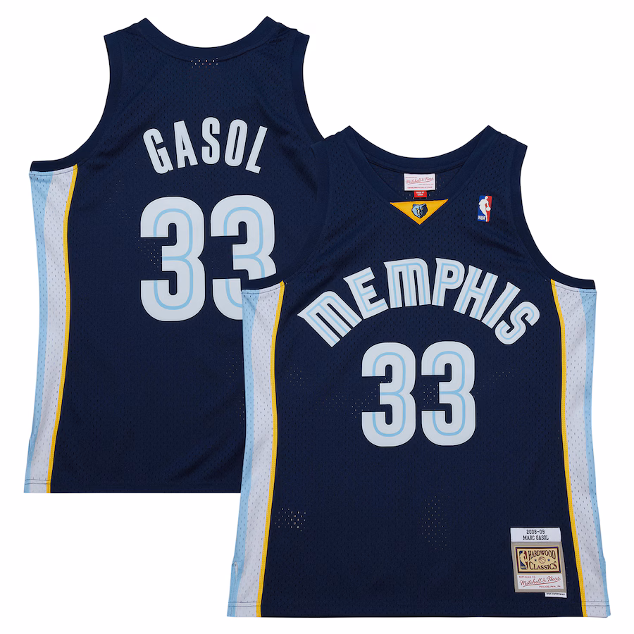 Men's Memphis Grizzlies Marc Gasol Mitchell & Ness Navy 2008/09 Hardwood Classics Swingman Throwback Jersey - Jersey