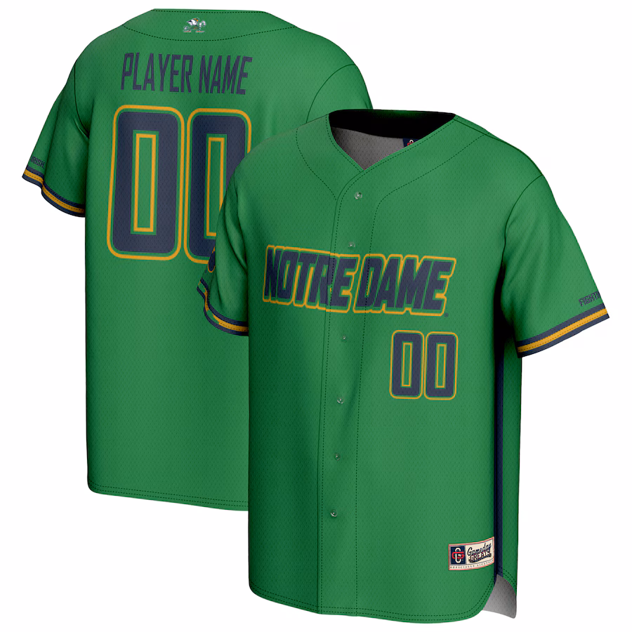 Notre Dame Fighting Irish GameDay Greats Youth NIL Pick-A-Player Baseball Lightweight Jersey - Green - Jersey