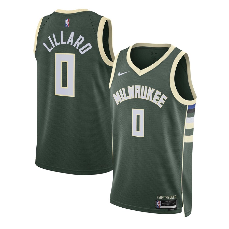 Unisex Milwaukee Bucks Damian Lillard Nike Hunter Green Swingman Jersey - Icon Edition - Jersey