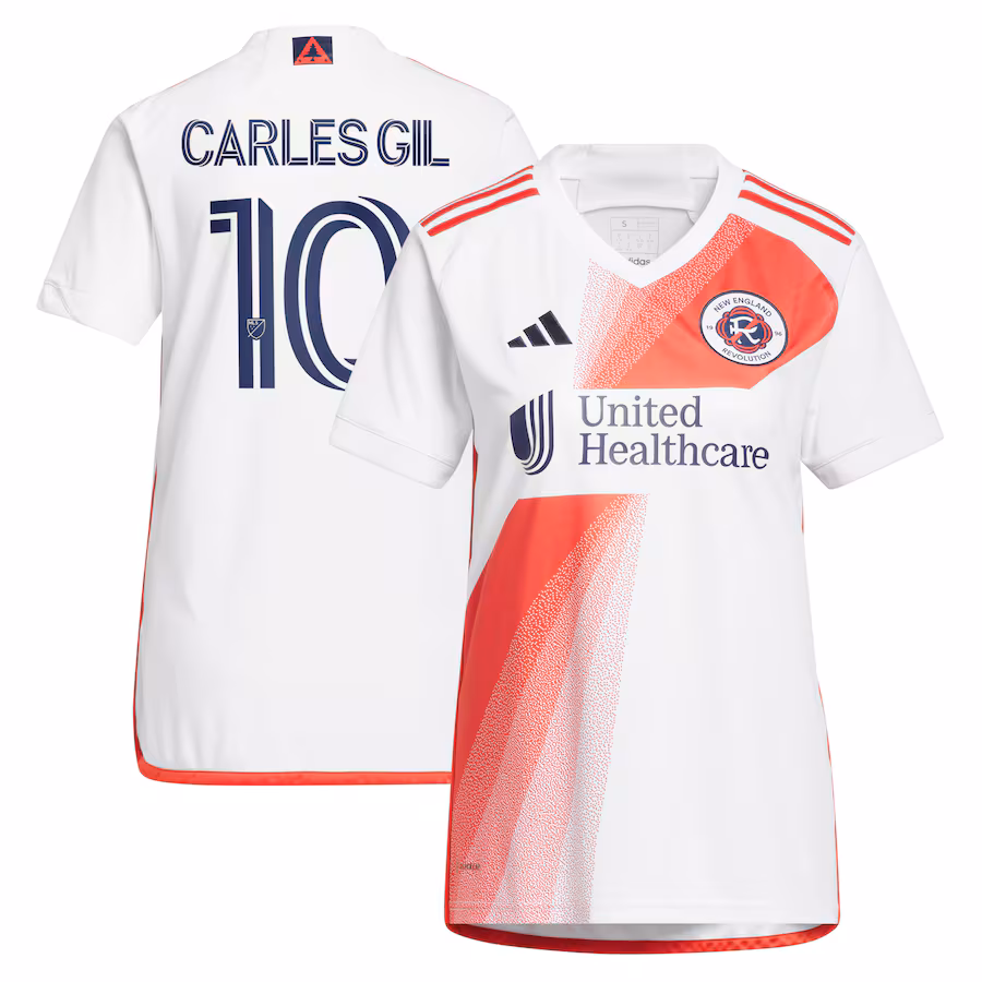 Women's New England Revolution Carles Gil adidas White 2023 Defiance Replica Jersey - Jersey