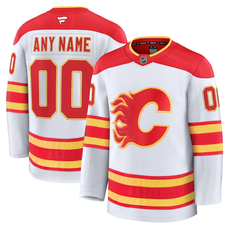Men's Calgary Flames Fanatics White Away Premium Custom Jersey - Jersey