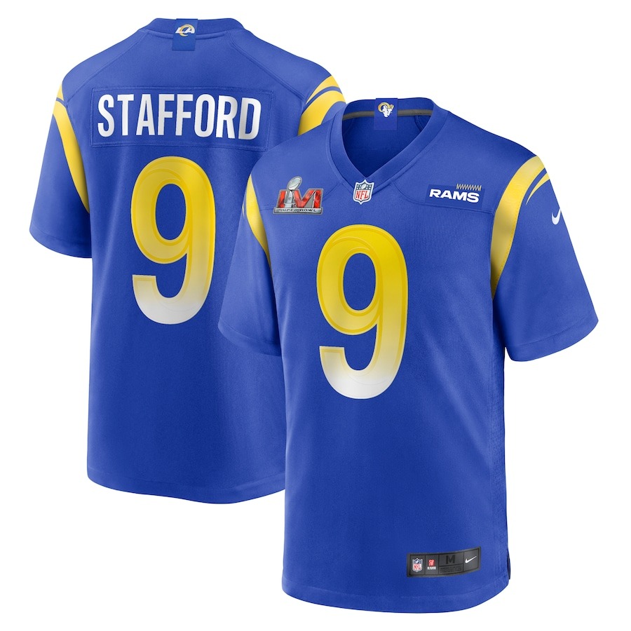 Men's Los Angeles Rams Matthew Stafford Nike Royal Super Bowl LVI Game Patch Jersey - Jersey