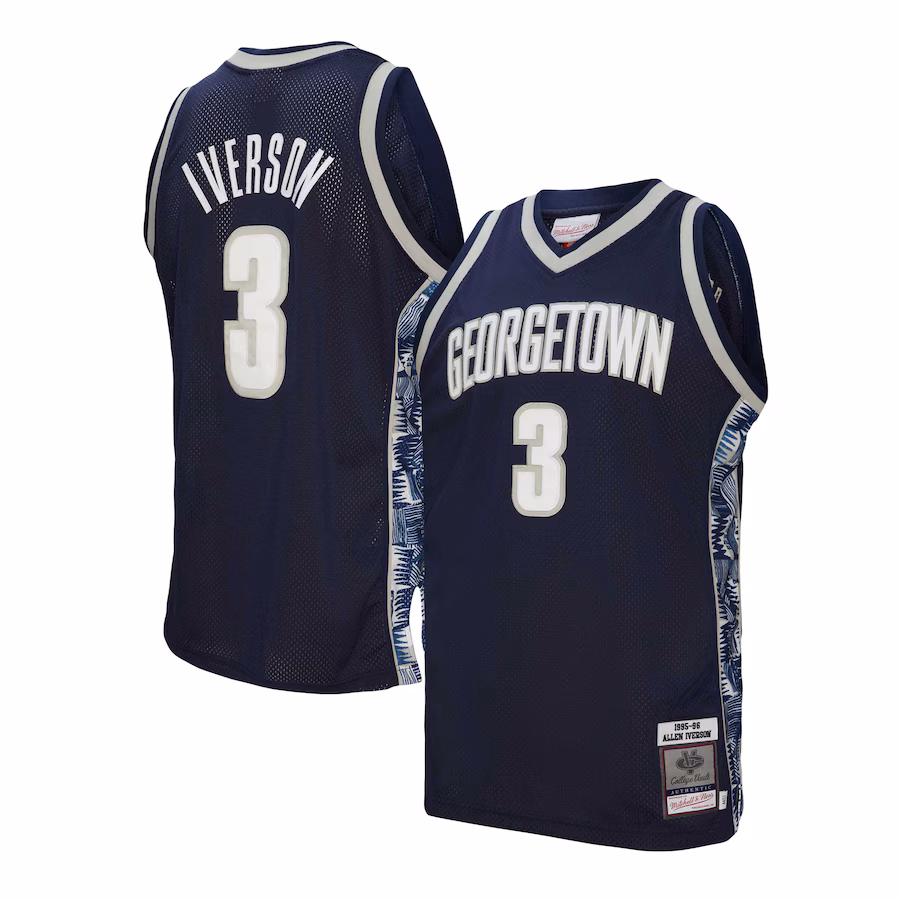 Men's Mitchell & Ness Allen Iverson Navy Georgetown Hoyas 1995/96 Authentic Jersey - Jersey