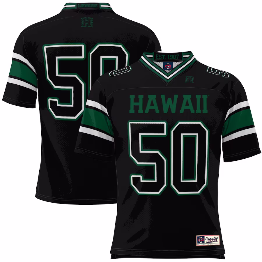 #1 Hawaii Rainbow Warriors GameDay Greats Football Jersey - Black - Jersey