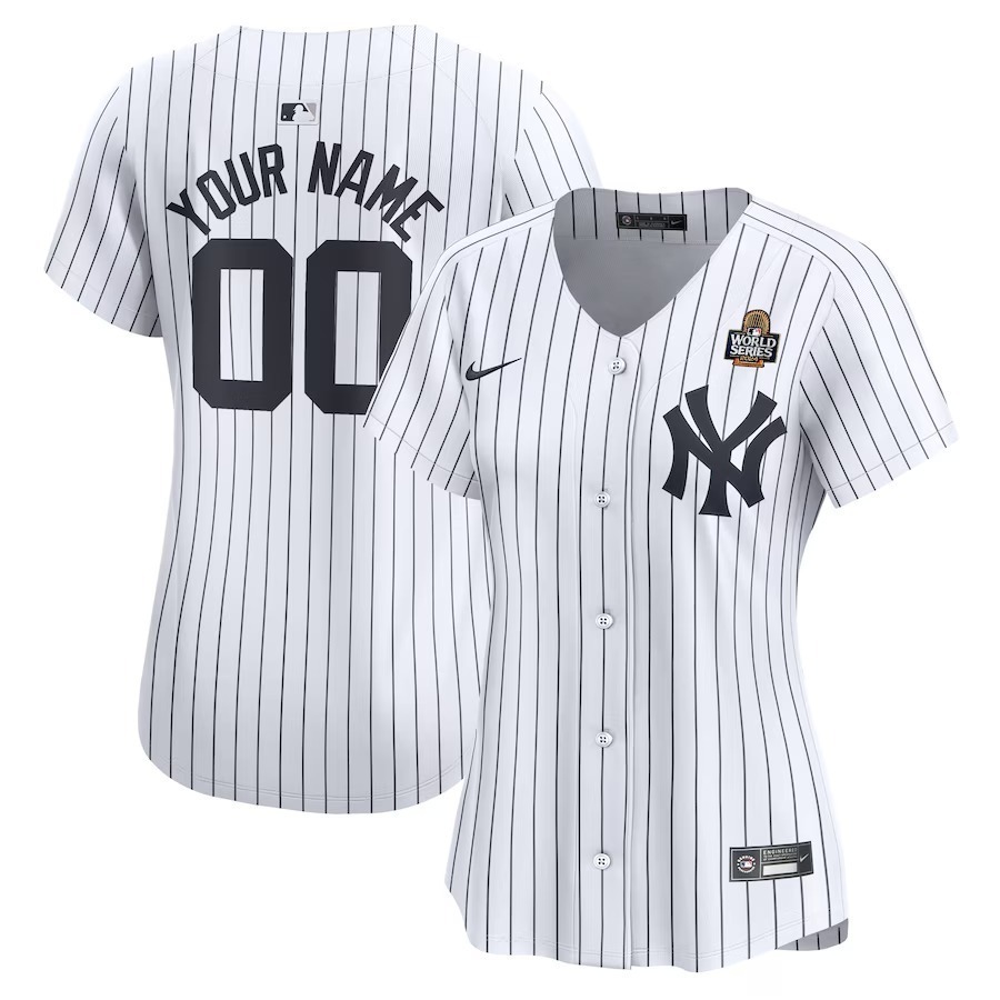 Women's New York Yankees Nike White 2024 World Series Home Custom Limited Jersey - Jersey