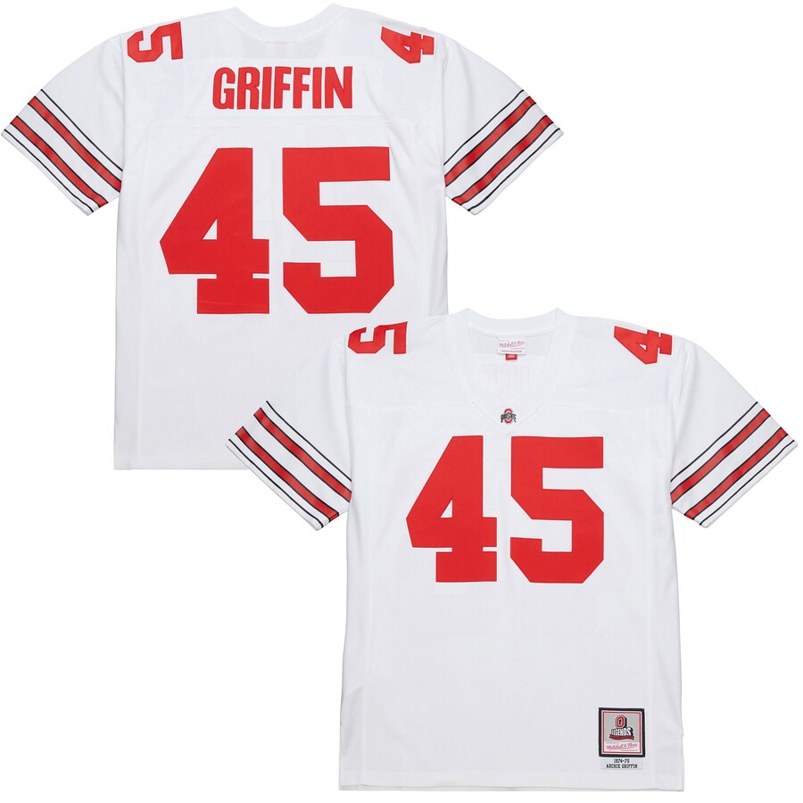 Men's Mitchell & Ness Archie Griffin White Ohio State Buckeyes 1975 College Vault Legacy Jersey - Jersey