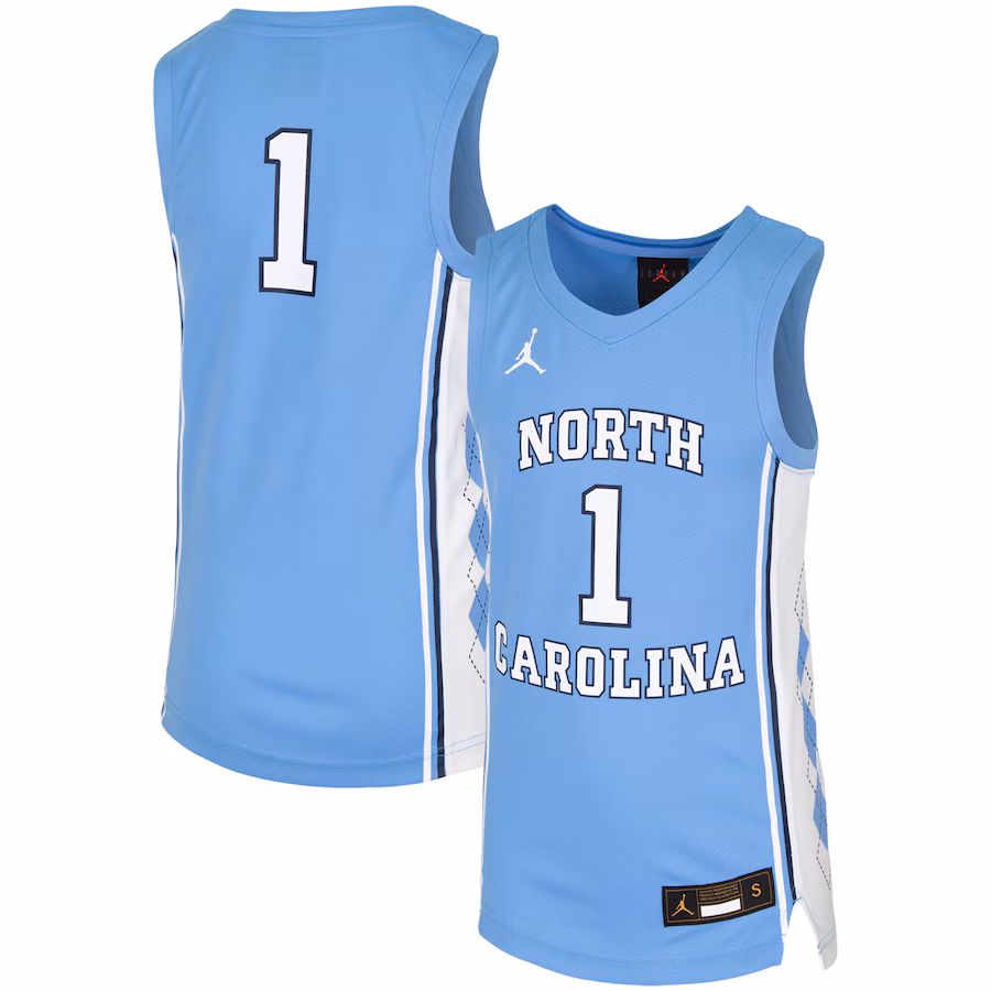 Youth Jordan #1 Carolina Blue North Carolina Tar Heels Replica Team Basketball Jersey - Jersey