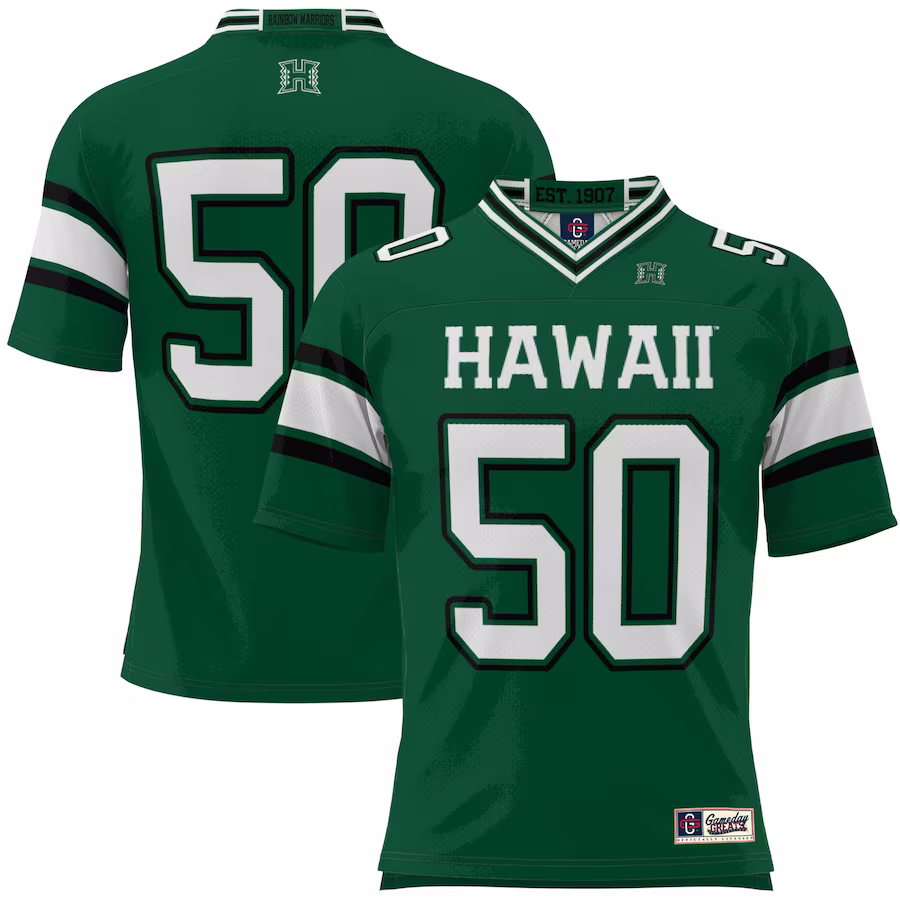 #1 Hawaii Rainbow Warriors GameDay Greats Football Jersey - Green - Jersey