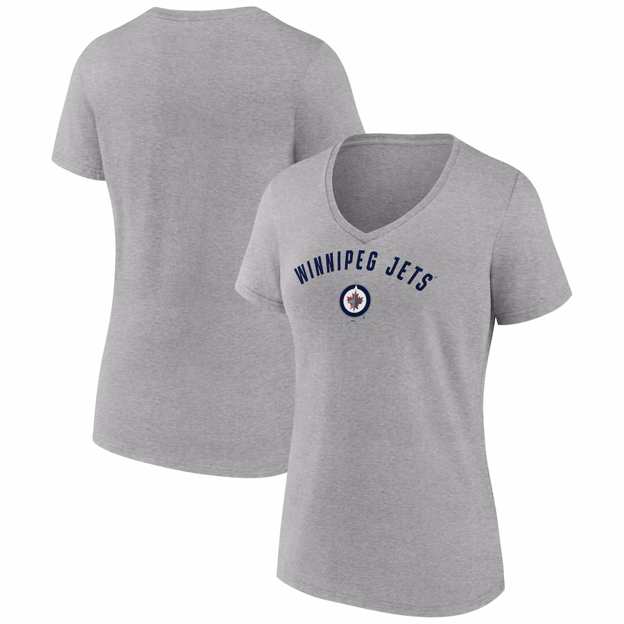 Women's Winnipeg Jets Fanatics Gray V-Neck T-Shirt - Jersey