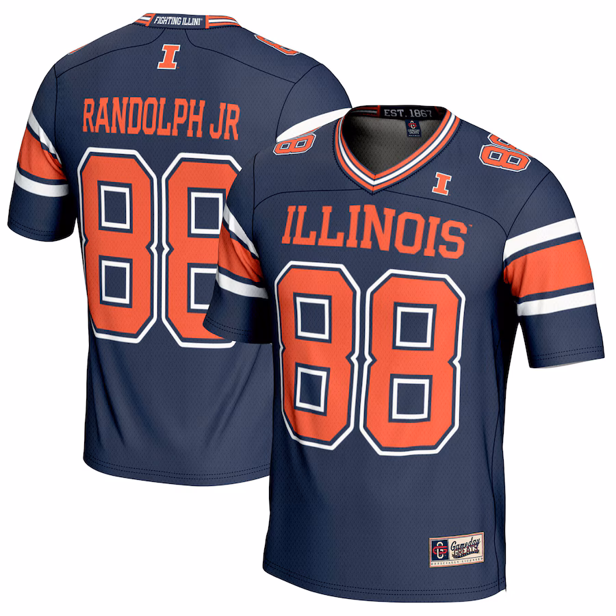 Keith Randolph Jr. Illinois Fighting Illini GameDay Greats NIL Player Football Jersey - Navy - Jersey