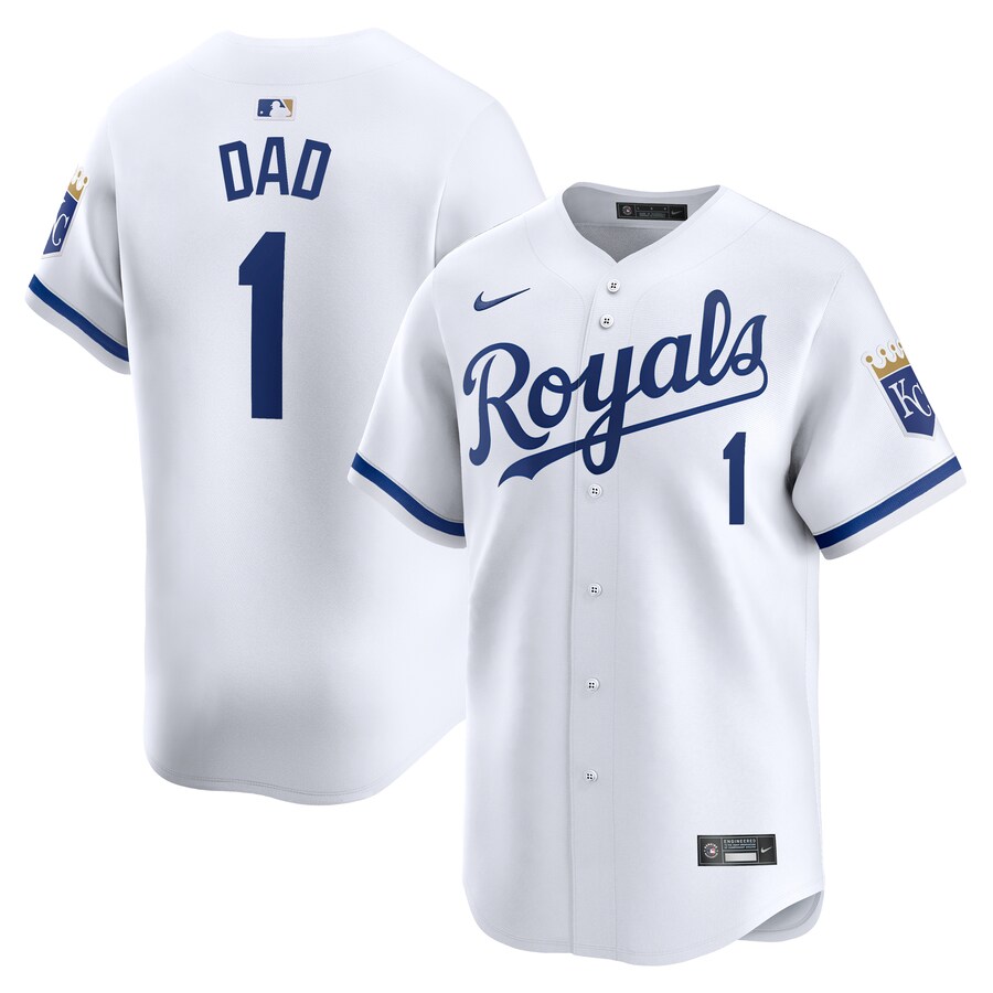 Men's Kansas City Royals Nike White #1 Dad Home Limited Jersey - Jersey