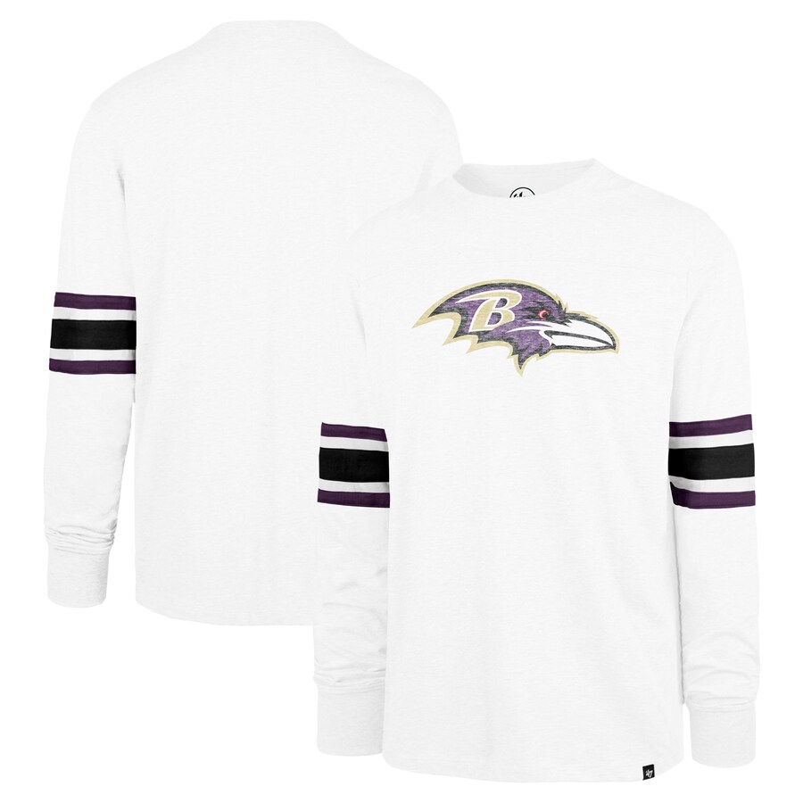 Men's Baltimore Ravens '47 White Gridiron Premier Brex Long Sleeve T-Shirt - Jersey