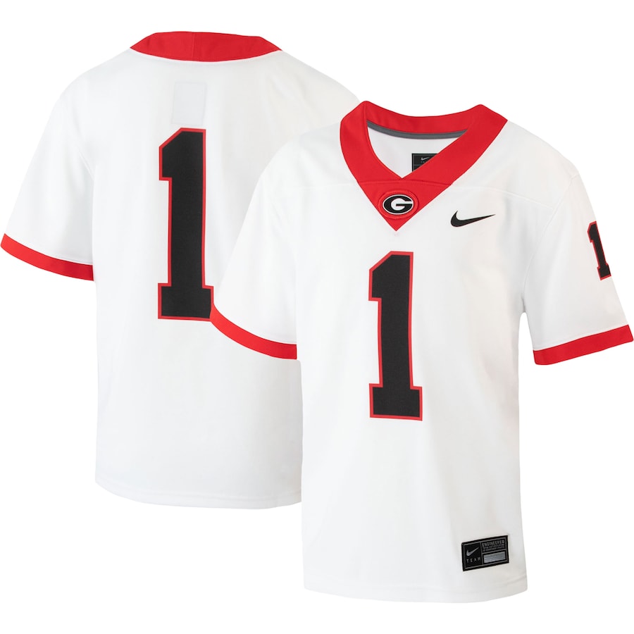 Youth Nike #1 White Georgia Bulldogs 1st Armored Division Old Ironsides Untouchable Football Jersey - Jersey