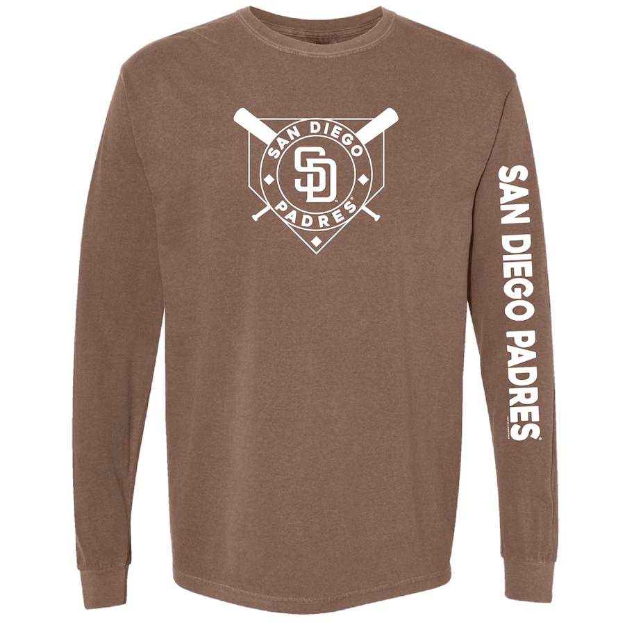 Women's San Diego Padres Soft as a Grape Brown Pigment Dye Long Sleeve T-Shirt - Jersey