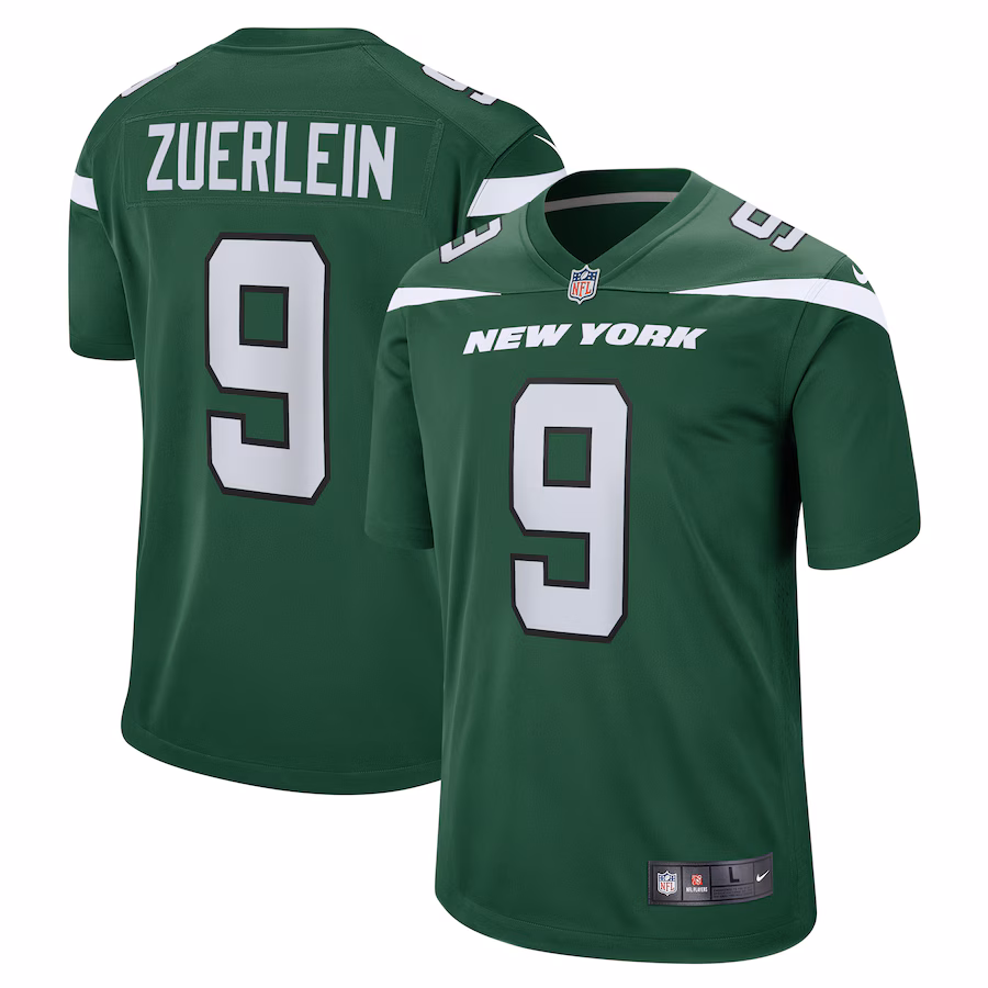 Men's New York Jets Greg Zuerlein Nike Gotham Green Team Game Jersey - Jersey