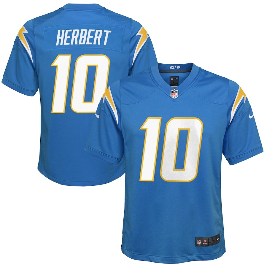 Youth Los Angeles Chargers Justin Herbert Nike Powder Blue Game Jersey - Jersey