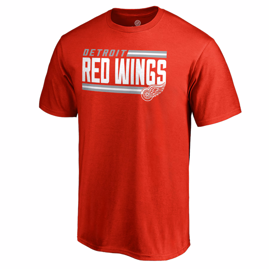 Men's Detroit Red Wings Red Iconic Collection On Side Stripe T-Shirt - Jersey
