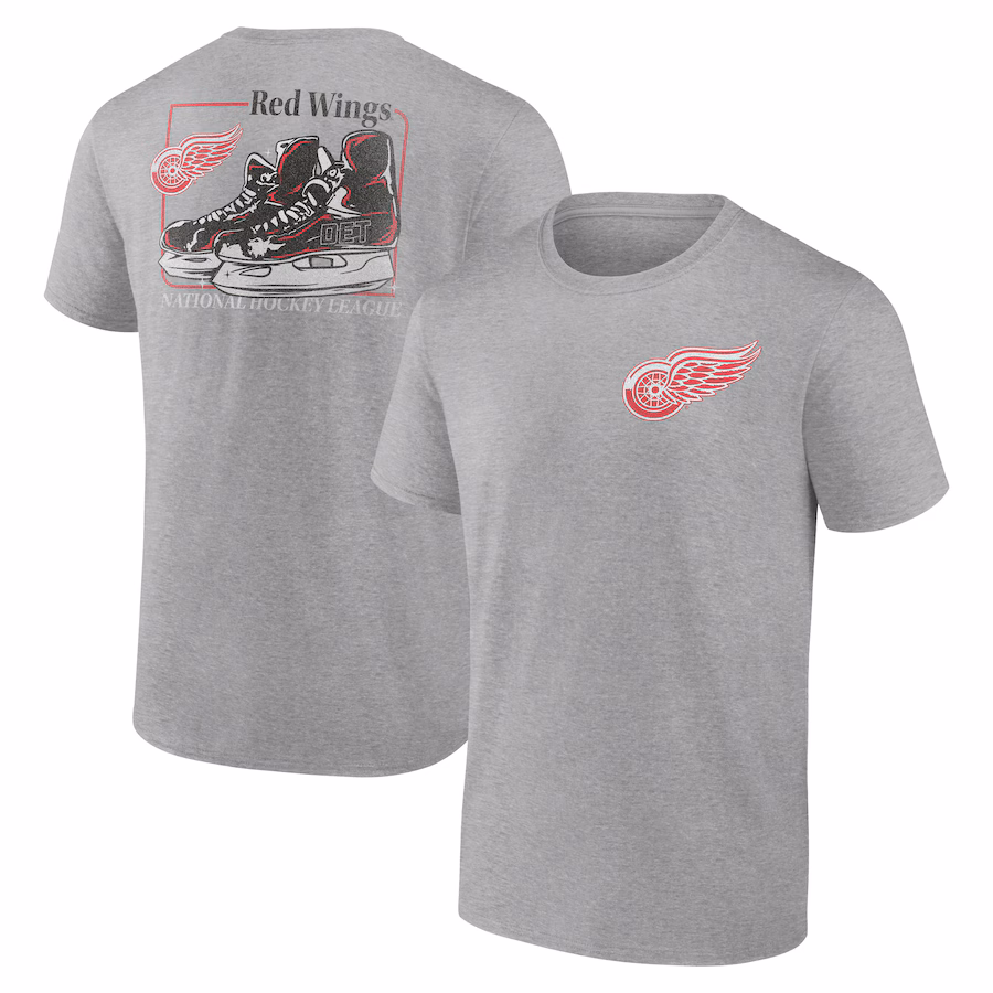 Men's Detroit Red Wings Heather Gray Glory Skates T-Shirt - Jersey