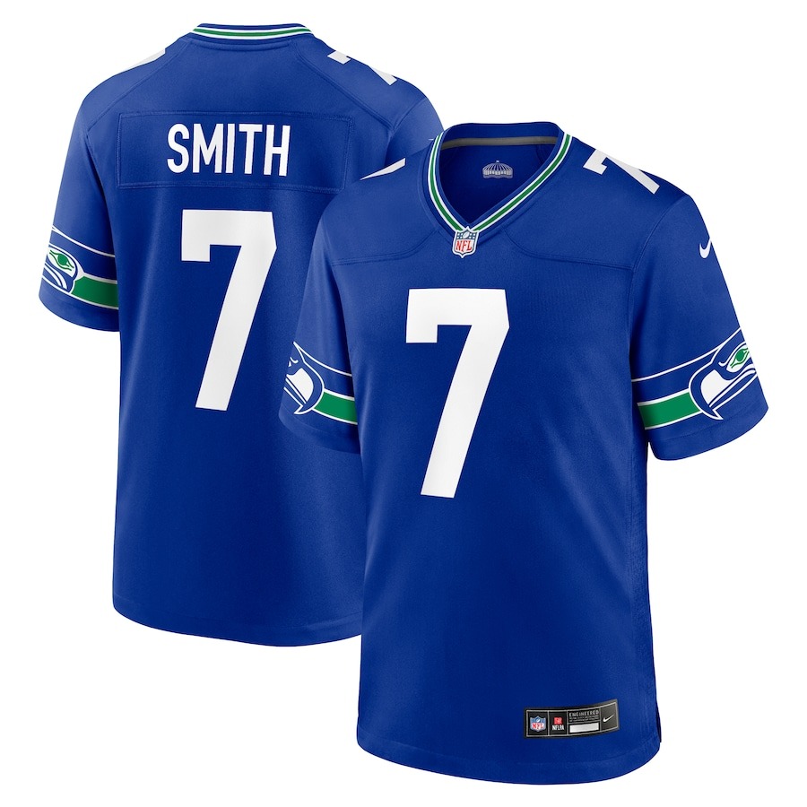 Men's Seattle Seahawks Geno Smith Nike Royal Throwback Player Game Jersey - Jersey