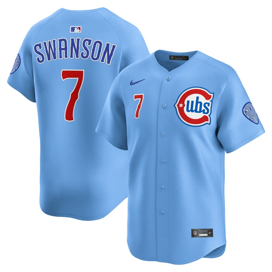 Men's Chicago Cubs Dansby Swanson Nike Baby Blue 2nd Alternate Limited Player Jersey - Jersey