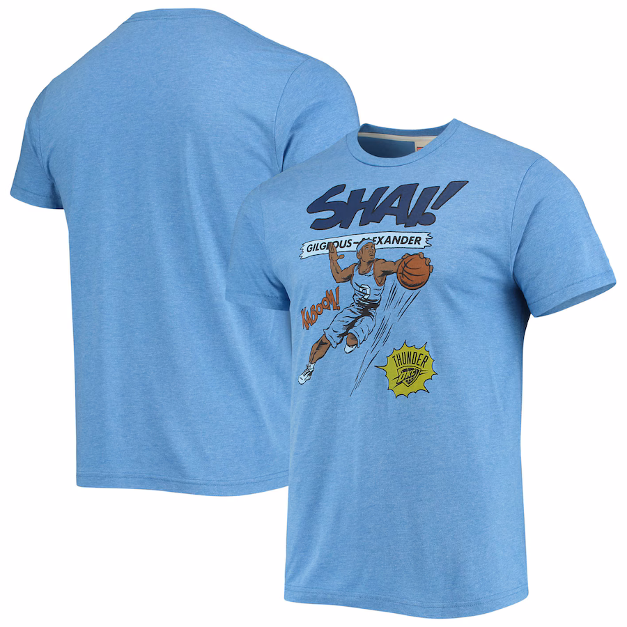 Men's Oklahoma City Thunder Shai Gilgeous-Alexander Homage Light Blue Comic Book Player Tri-Blend T-Shirt - Jersey