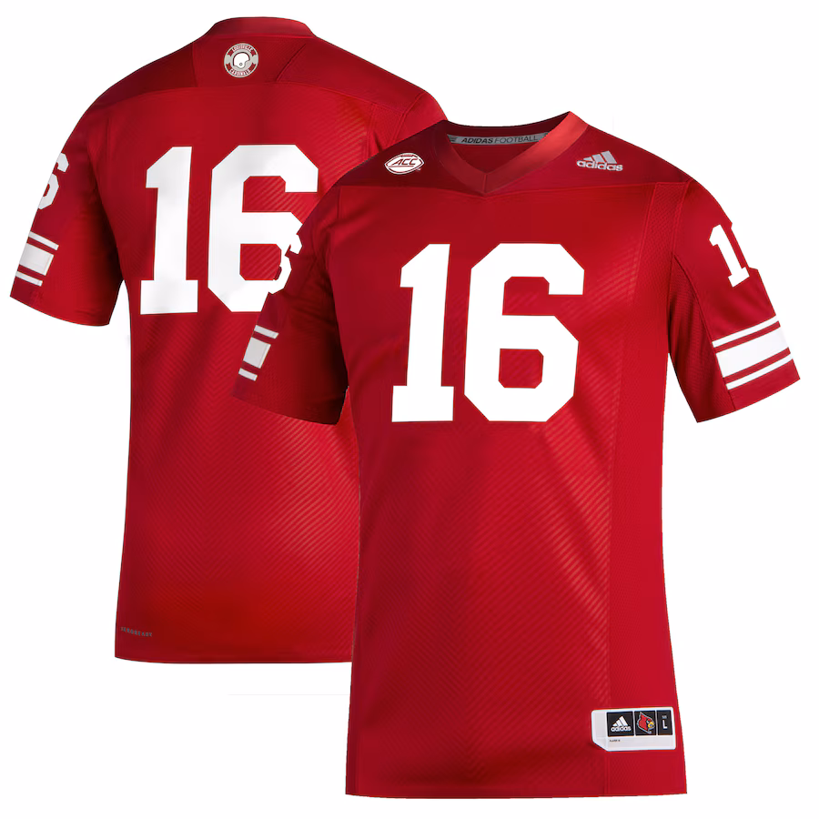 Men's adidas #16 Red Louisville Cardinals Premier Strategy Football Jersey - Jersey