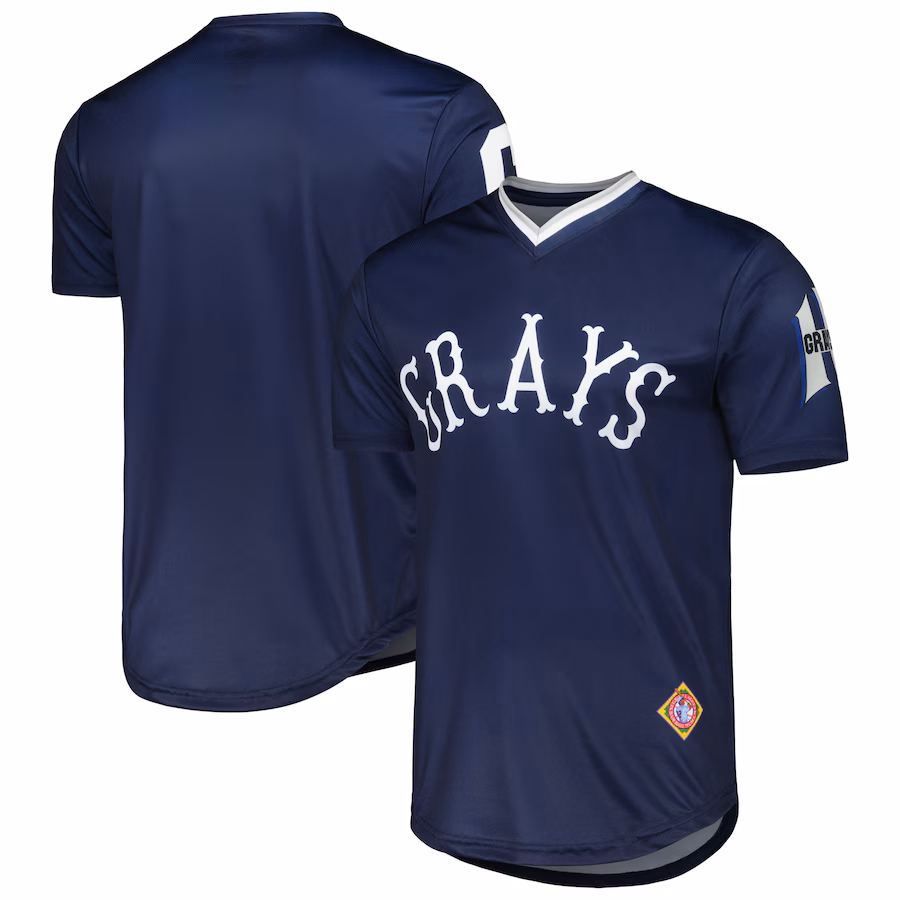 Men's Homestead Grays Stitches Navy Sublimated V-Neck Jersey - Jersey
