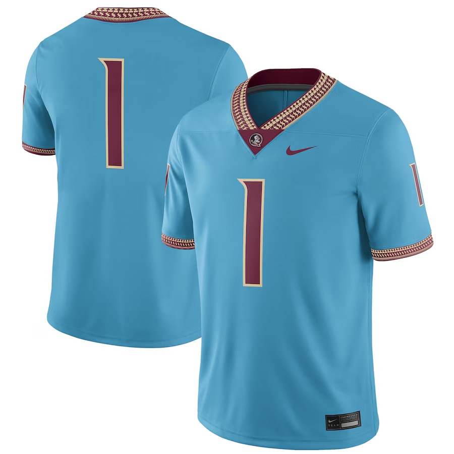 #1 Florida State Seminoles Nike Seminole Heritage Game Jersey – Turquoise - Jersey