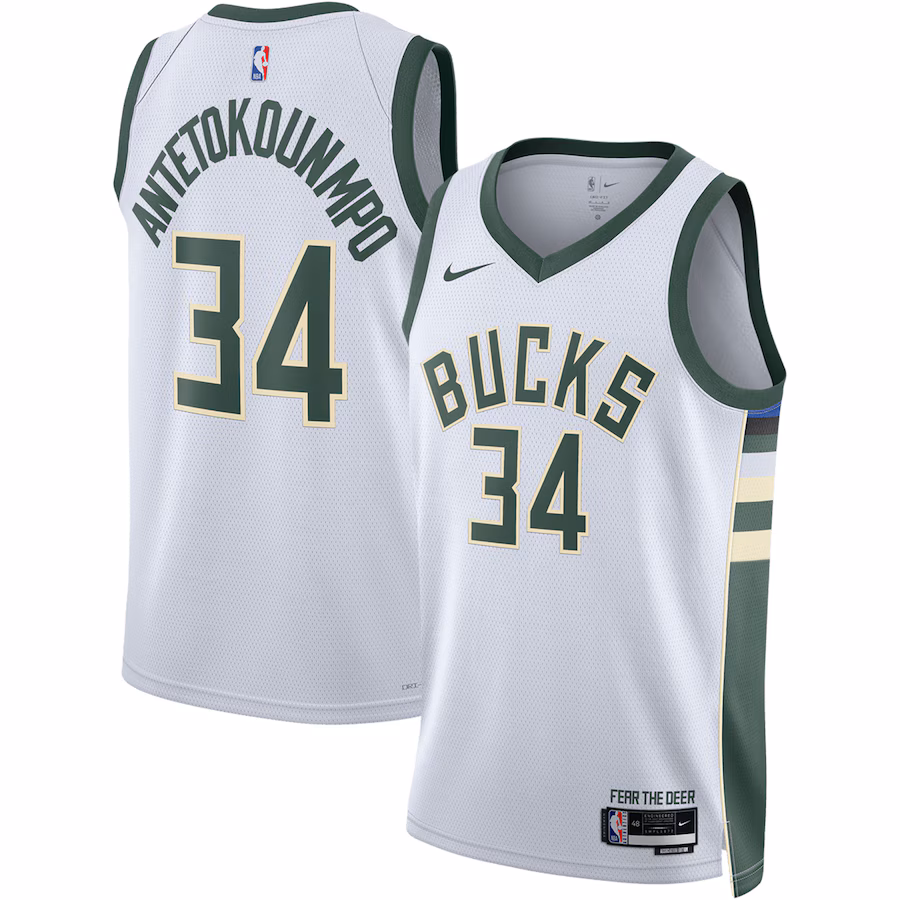 Unisex Milwaukee Bucks Giannis Antetokounmpo Nike White Swingman Jersey - Association Edition - Jersey