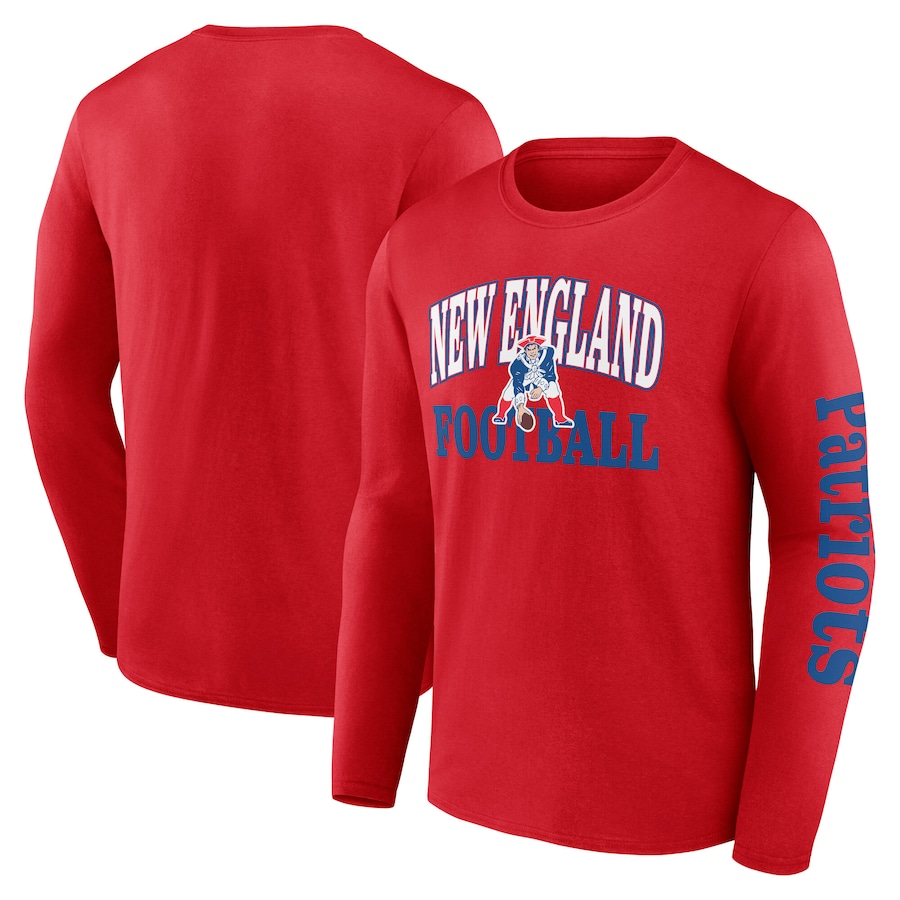 Men's New England Patriots Fanatics Red Vintage Combo Up Two Long Sleeve T-Shirt - Jersey