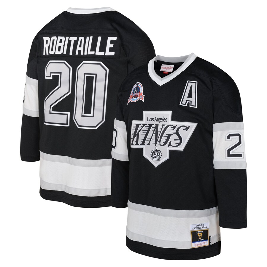 Youth Los Angeles Kings Luc Robitaille Mitchell & Ness Black 1992 Blue Line Player Jersey - Jersey