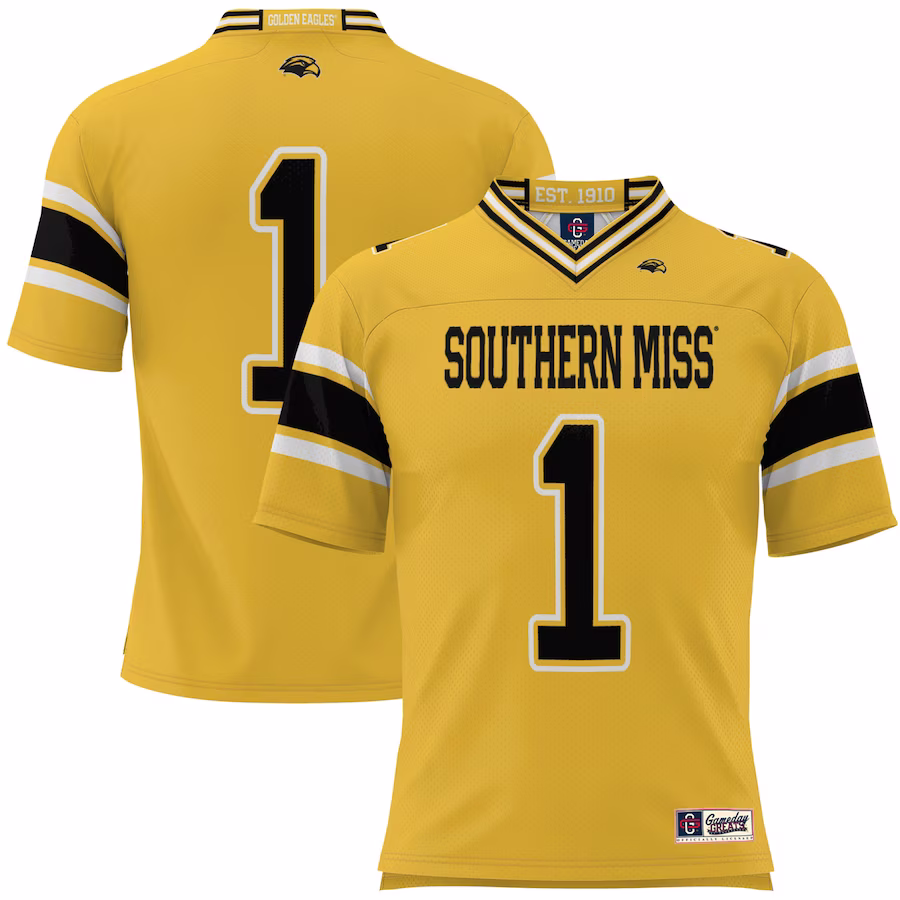 #1 Southern Miss Golden Eagles GameDay Greats Youth Football Jersey - Gold - Jersey
