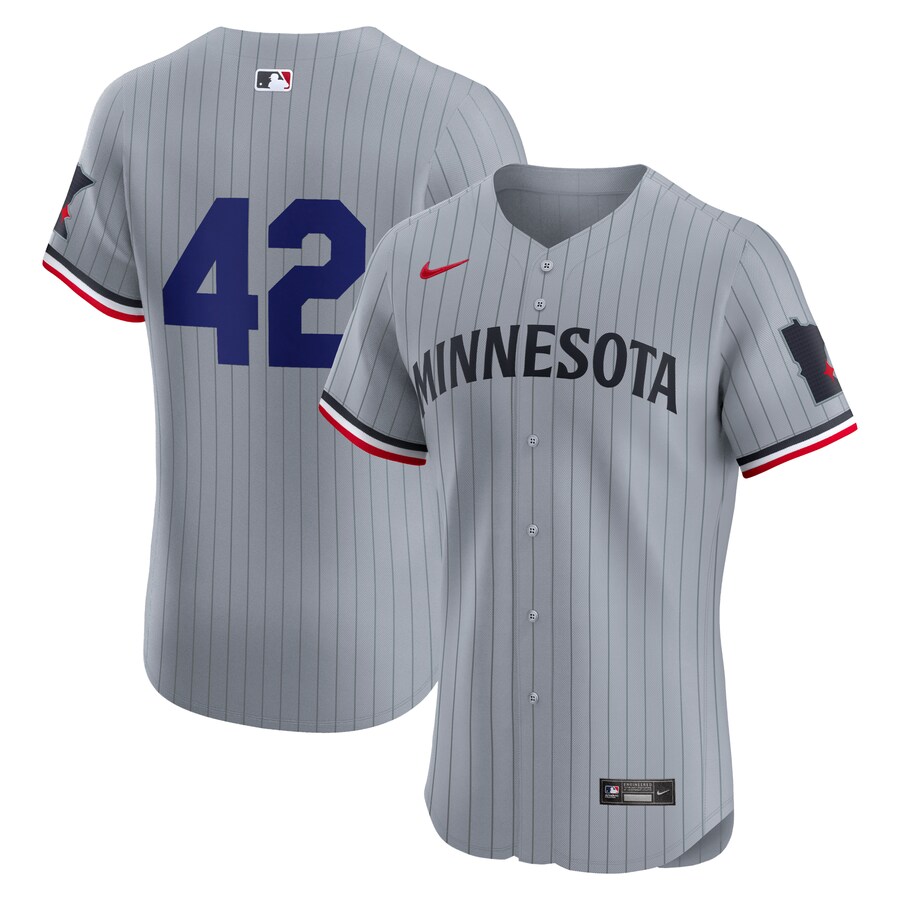 Men's Minnesota Twins Nike Gray Road 2024 Jackie Robinson Day Elite Jersey - Jersey