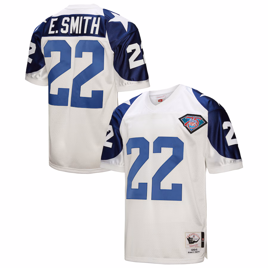 Men's Dallas Cowboys 1994 Emmitt Smith Mitchell & Ness White Authentic Throwback Retired Player Jersey - Jersey