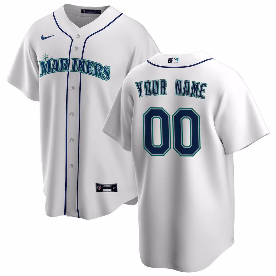 Men's Seattle Mariners Nike White Home Replica Custom Jersey - Jersey