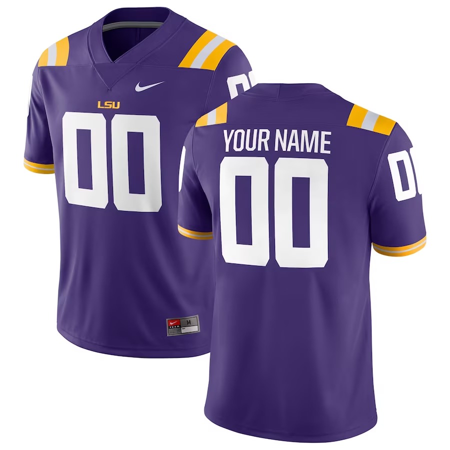 LSU Tigers Nike Football Custom Game Jersey - Purple - Jersey