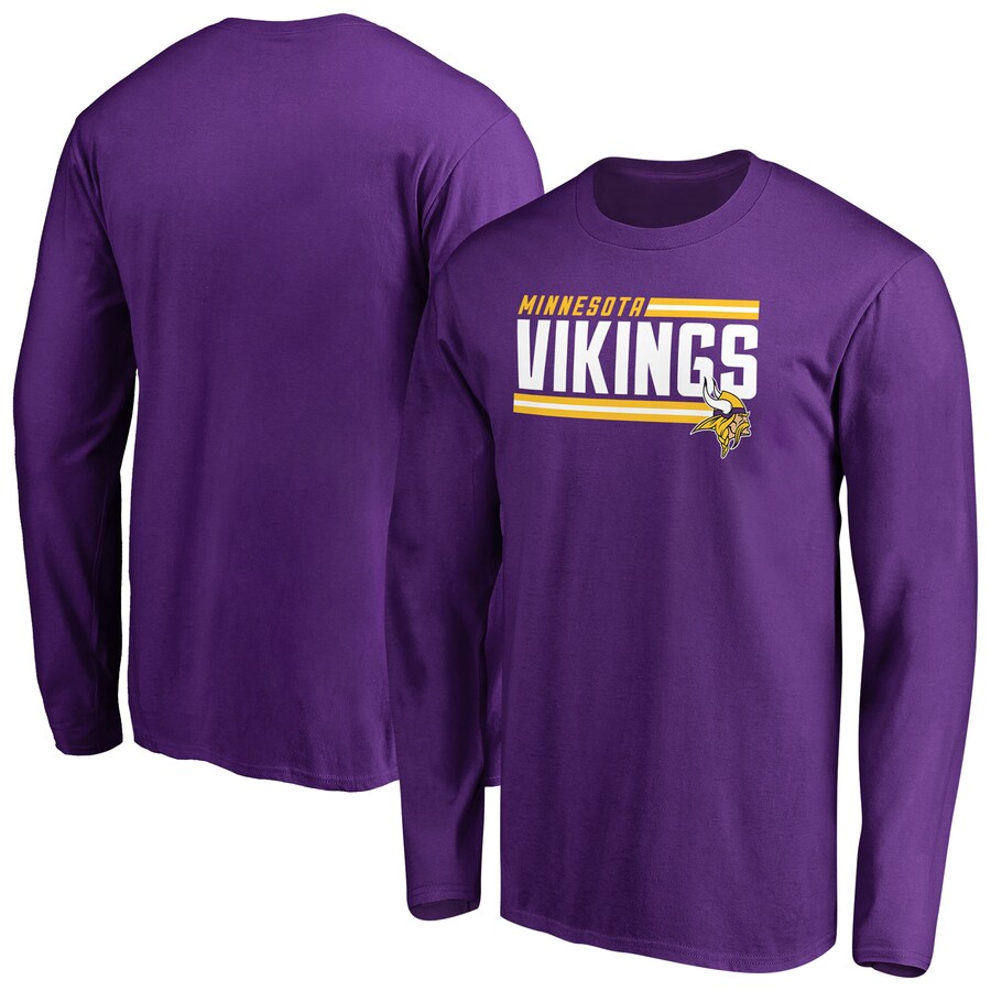 Men's Minnesota Vikings Purple Iconic Collection On Side Stripe Long Sleeve T-Shirt - Jersey
