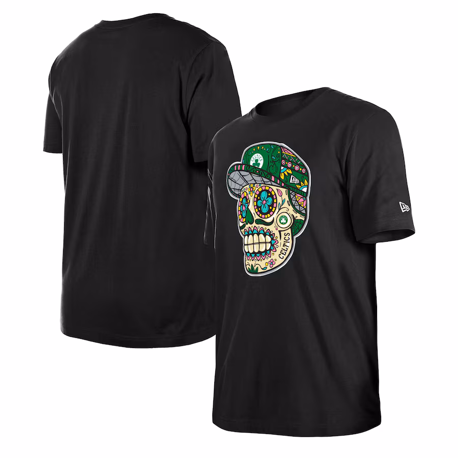Unisex Boston Celtics New Era Black Sugar Skull T-Shirt - Jersey