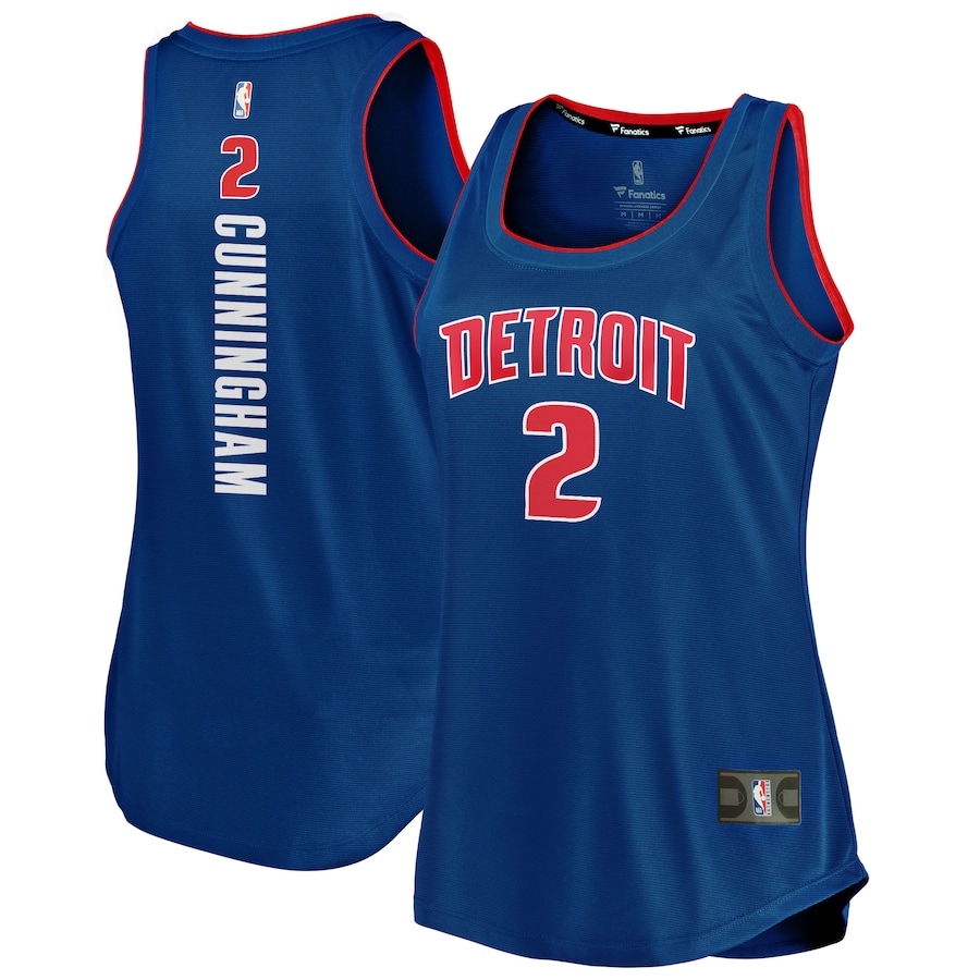Women's Detroit Pistons Cade Cunningham Fanatics Blue Fast Break Tank Jersey - Icon Edition - Jersey