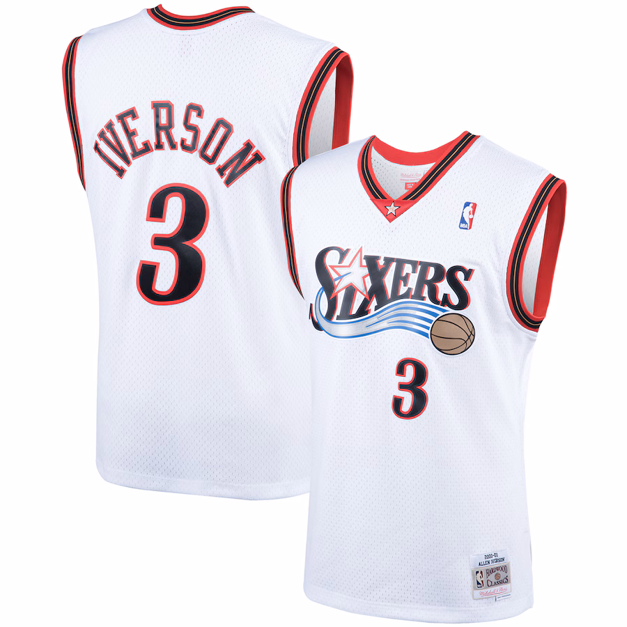 Men's Philadelphia 76ers Allen Iverson Mitchell & Ness White Hardwood Classics Swingman Jersey - Jersey