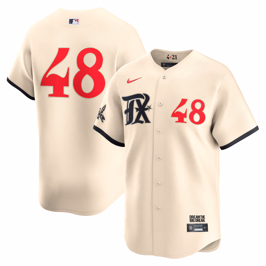 Men's Texas Rangers Jacob deGrom Nike Cream City Connect Limited Player Jersey - Jersey
